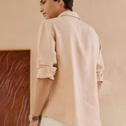 Andamen Beige Linen Regular Fit Solid Shirt image 2