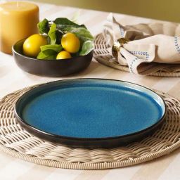 Pure Home and Living Blue Stoneware Crackle Glaze Dinner Plate-picture-34