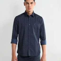 Arrow Blue Cotton Regular fit Floral Shirt-picture-47