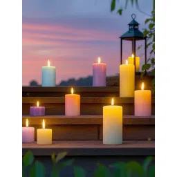 Homesake Blue Paraffin Soy Wax Pillar Candles Sizes Modern Decor for Home & Diwali - Set of 3 image 2