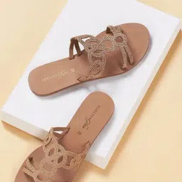 Forever Glam by Pantaloons Women's Rose Gold Casual Sandals-picture-18