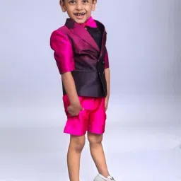 BAYA COUTURE Kids Pink Solid Regular Fit Top & Shorts-picture-11