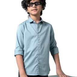 Crimsoune Club Boys Green Slim Fit Shirt-image-82