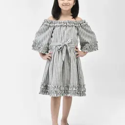 Eavan Kids Grey & White Striped Dress-picture-27