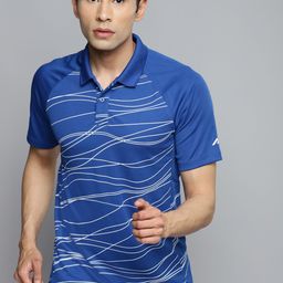 Alcis Men Blue Polo Collar Slim Fit Training or Gym T-shirt-picture-4