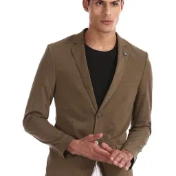 Arrow Brown Striped Notched Lapel Blazer-picture-10