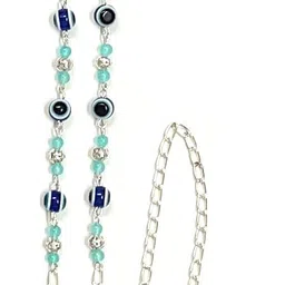 heddz Lightweight Glass Beads Silver Filigree Pastel With Evil Eye Spectacle Chain For Women-Mask Chain Lanyard String for Eyewear Frames,Reading Glasses,Sunglasses,Goggles and Eyeglasses image 1