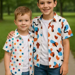 M J Fashion Unisex Kids Relaxed Printed Casual Shirt-picture-12