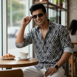 INDICLUB Men Regular Fit Geometric Printed Spread Collar Casual Shirt image 4