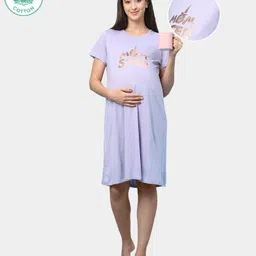 ECOMAMA Half Sleeves Organic Cotton & Bamboo Antimicrobial Lounge Tee Text Print - Light Purple-picture-28