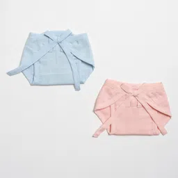 Aariro Organic Cotton Nappy - Blue pink  Set of 2-image-0