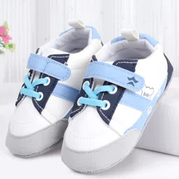 Cute Walk by Babyhug Booties With Velcro Closure & Lace Detailing & Brand Text Print - Blue-picture-23