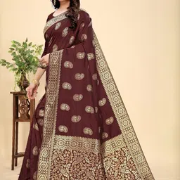 MORDEN MUSE Woven Design Zari Silk Blend Banarasi Saree-image-41