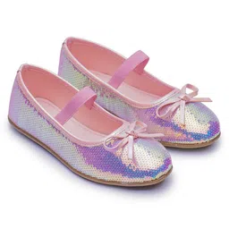 boyz n galz Bow Applique Detailed & Sequins Embellished Mary Jane Ballerinas - Pink image 3