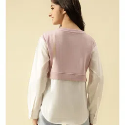 Lil Tomatoes Cotton Looper Knit Full Sleeves Bow Printed Light Winter Shirt Style Top - Violet image 3