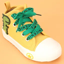 Cute Walk by Babyhug Lace up Casual Shoes With Dino Applique - Yellow image 3