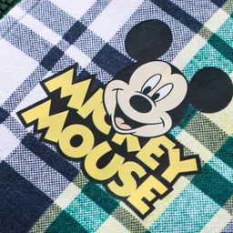 Babyoye Disney Terry Knit Full Sleeves Checkered Hooded Sweat Jacket with Front & Back Mickey Mouse Graphics and 3D Applique - Dark Green image 3