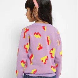 Somersault Cotton Full Sleeves Building Blocks Designed Sweater - Pink image 4