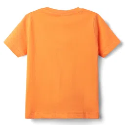 Babyhug Cotton Knit Half Sleeves Night Suit With Stripes & Dino Print - Orange image 3