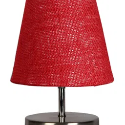 Devansh Maroon Jute Round Metal Steel Table Lamp image 4