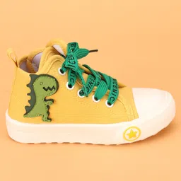 Cute Walk by Babyhug Lace up Casual Shoes With Dino Applique - Yellow image 4
