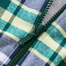 Babyoye Disney Terry Knit Full Sleeves Checkered Hooded Sweat Jacket with Front & Back Mickey Mouse Graphics and 3D Applique - Dark Green image 4