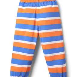 Babyhug Cotton Knit Half Sleeves Night Suit With Stripes & Dino Print - Orange image 4