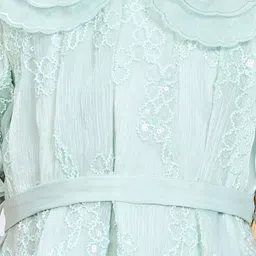 Peppermint Flutter Sleeve Chiffon Fit & Flare Dress image 4