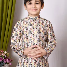 HUMAN CHOICE Boys Multi Dupion Silk Embroidered Kurta & Patiala image 5