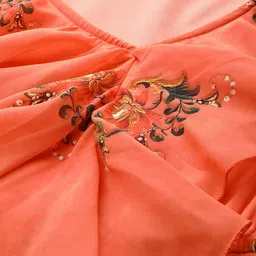 Deewa Red & Green Floral Print Maxi Dress image 2