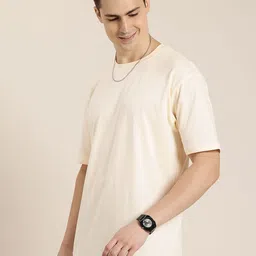 HERE&NOW Printed Drop-Shoulder Sleeves Pure Cotton T-shirt image 4