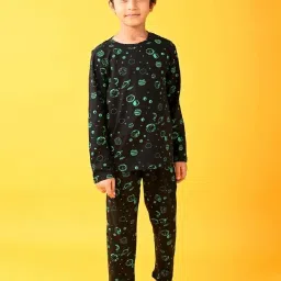 Anthrilo Boys Black & Green Printed Full Sleeves Night Suits image 4