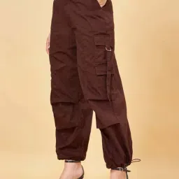 SF Jeans by Pantaloons Puce Cotton Parachute Pants image 3