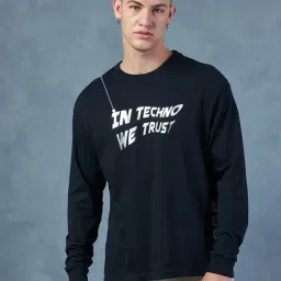 Bewakoof Black Cotton Loose Fit Printed T-Shirt-image-42