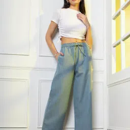 FITHUB Green Straight Fit High Rise Trousers image 4