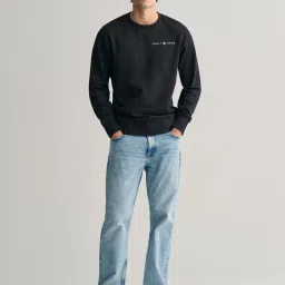 Gant Men Black Round Neck Full Sleeves Sweatshirt image 4