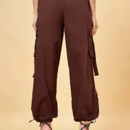 SF Jeans by Pantaloons Puce Cotton Parachute Pants image 2