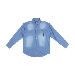 Palm Tree Kids Blue Washed Full Sleeves Shirt-picture-23