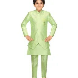 Ahhaaaa Kids Mint Green Cotton Printed Full Sleeves Kurta Set-picture-34