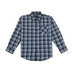 Gini & Jony Kids Navy & White Cotton Chequered Full Sleeves Shirt-picture-37