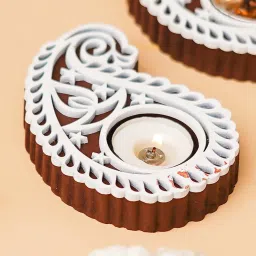 eCraftIndia Buta Paisley Shape Wooden Block Print Decorative T Light Holders,Set of 2 image 4