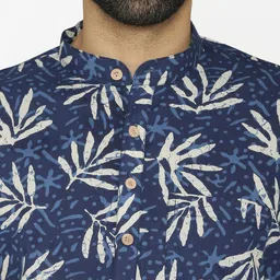 Wintage Men Blue & Beige Printed Straight Kurta image 2