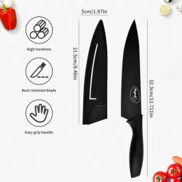 Pigeon Black Stainless steel Edge Carbon Knife - Set of 6 image 4