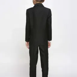 Kids Island Boys Black & White Self Full Sleeves Suit Set image 3