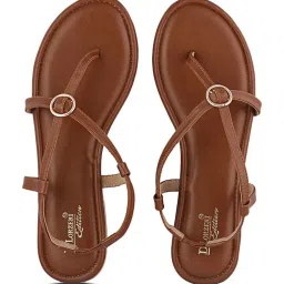 D'LORZERI Women's Brown Sling Back Sandals image 4