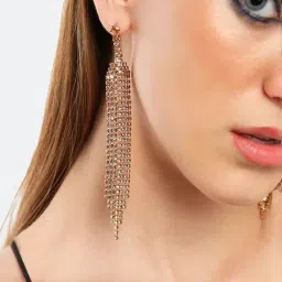 Sohi Gold Plated Party Designer Stone Dangler Earrings image 3