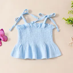 INCLUD Girls Self Design Shoulder Straps Elasticated Top With Crinkled Pants Set image 4