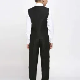 Kids Island Boys Black & White Self Full Sleeves Suit Set image 5