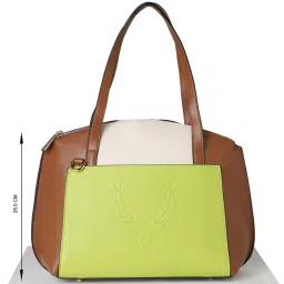 Allen Solly Green & Brown Color Block Medium Shoulder Handbag image 4