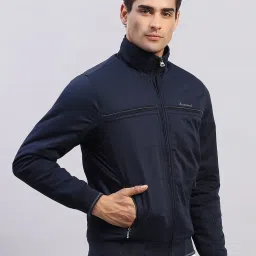 Monte Carlo Navy Blue Cotton Regular Fit Jacket image 4
